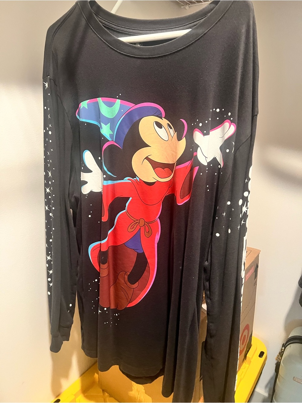 Disney Black Long-Sleeve Mickey Wizard Graphic Tee